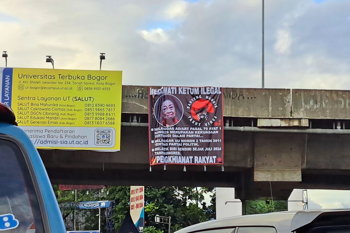 Spanduk Provokatif “Megawati Ketum Ilegal” Muncul di Tol BORR, PDI Perjuangan Kota Bogor Tegaskan Soliditas Partai